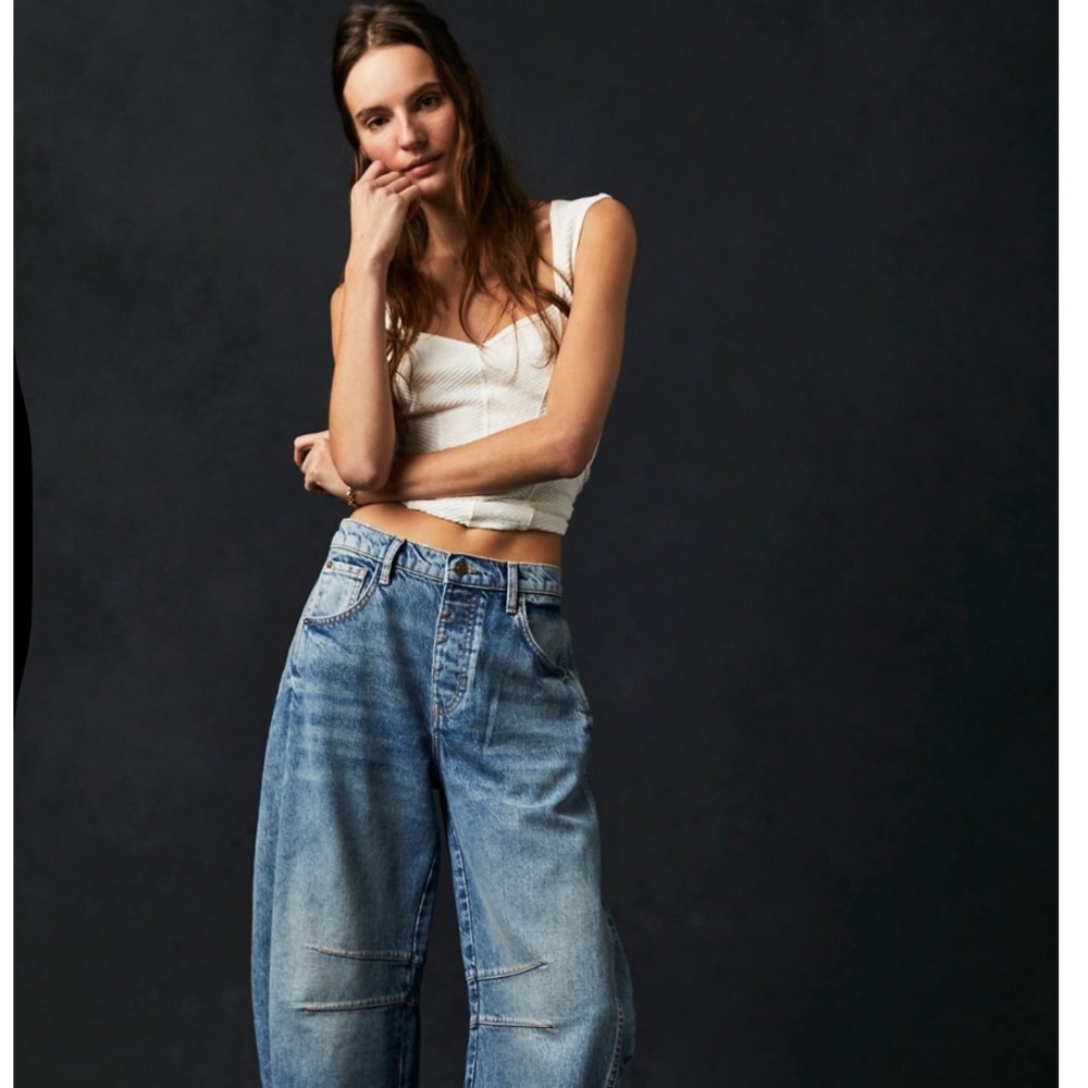 Free People Light Blue Wide Leg Jeans